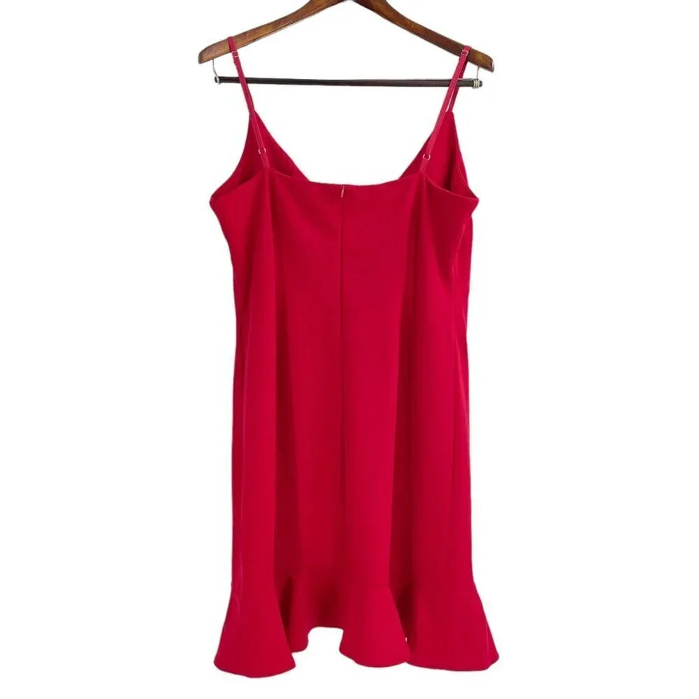 Showpo Red Spaghetti Strap Ruffle V-Neck Dress Womens Size 12 Feminine Flirty - Picture 5 of 11
